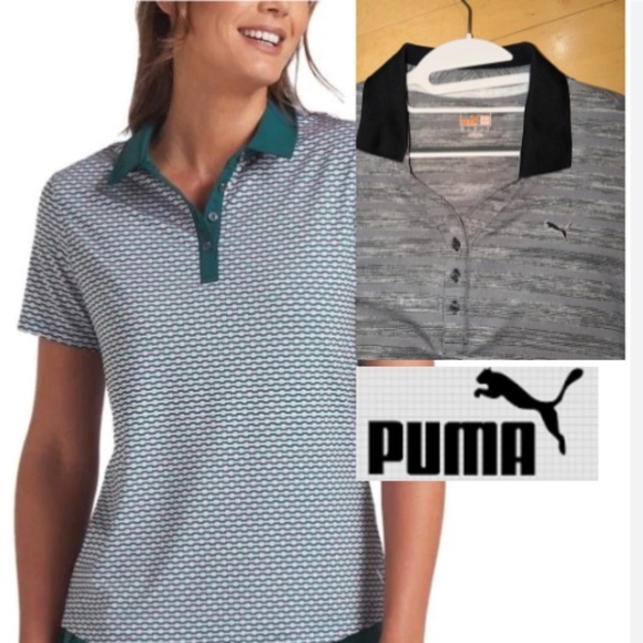 Puma Tops - Puma dry cell black brush stripe polo, XL, CB2578